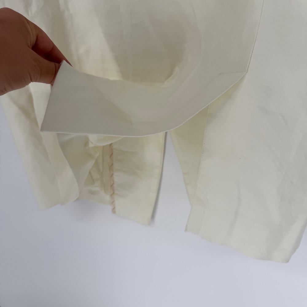 ANTHROPOLOGIE MAEVE LINEN BLEND BLAZER OFF-WHITE MEDIUM BUSINESS OFFICE WORKWEAR - Picture 11 of 13